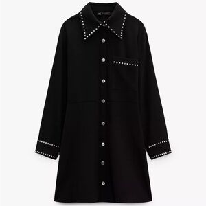 Zara Black Studded Shirt Dress